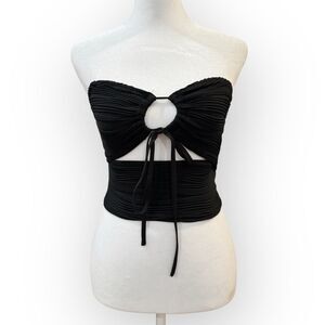 SHEIN Black Ruched Cutout Tube Top – Size Small